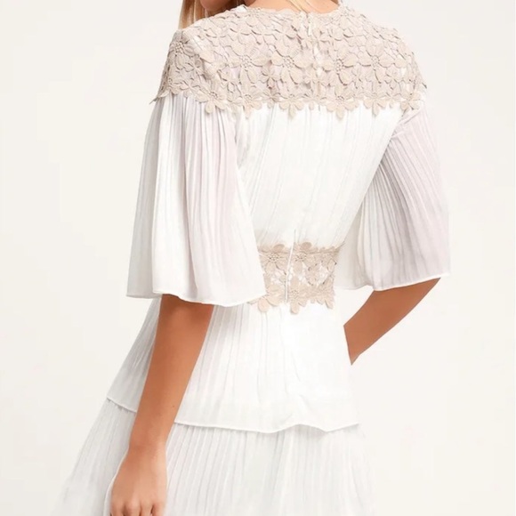 LULUS WESTWIND WHITE LACE PLEATED DRESS - Picture 3 of 3